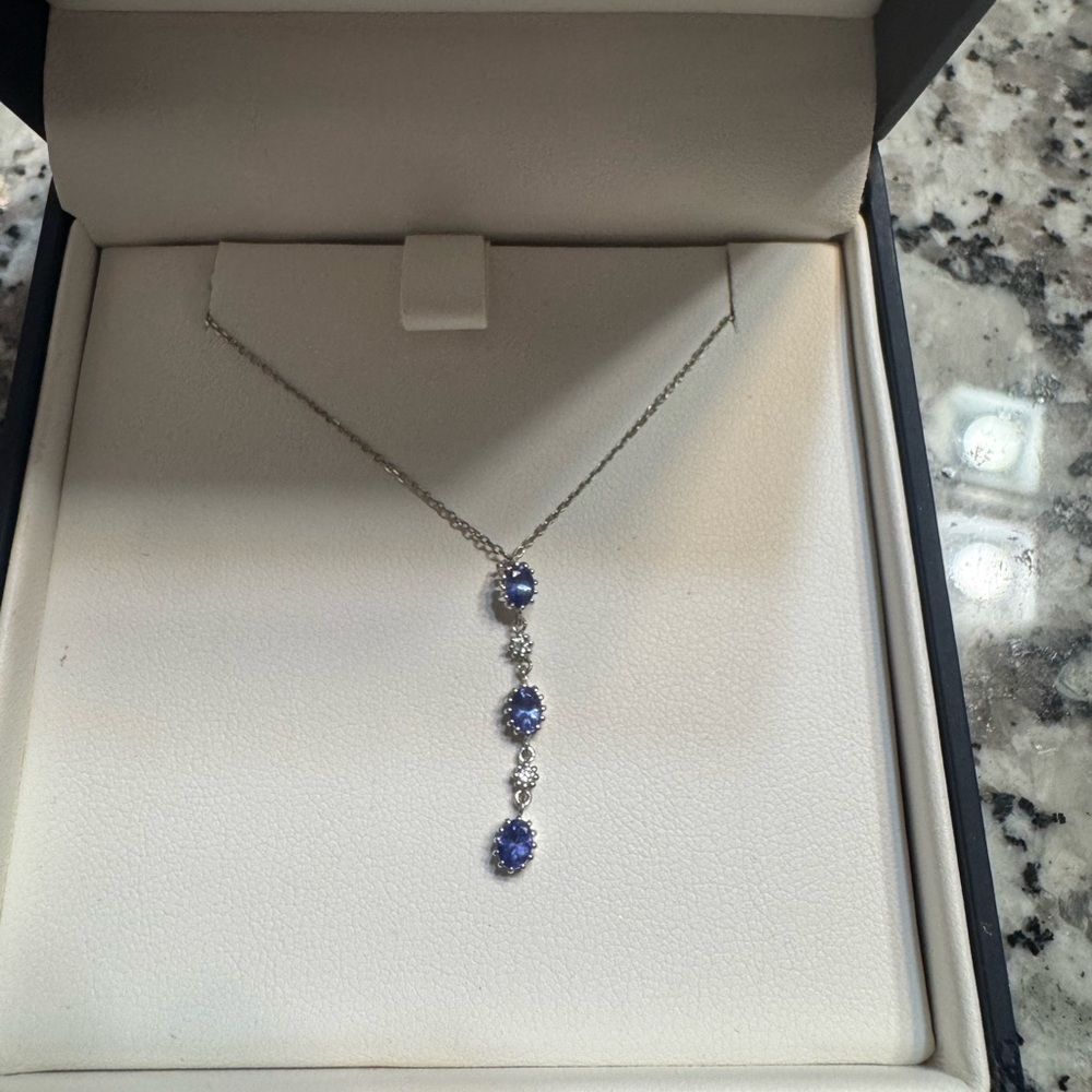 Elegant Tanzanite Blue and Diamond Necklace